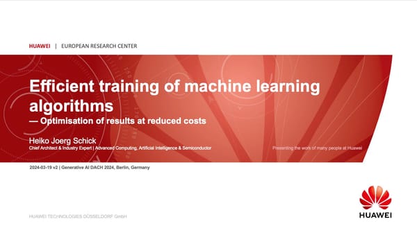 Efficient training of machine learning algorithms